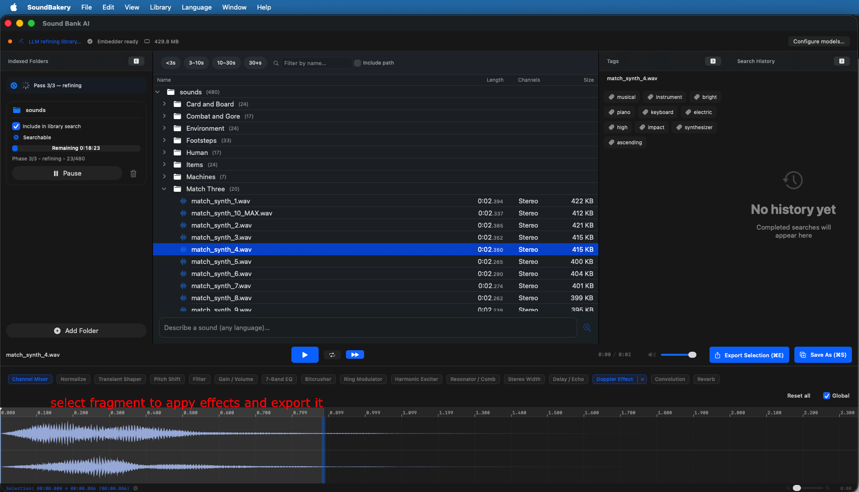 Audio player with waveform