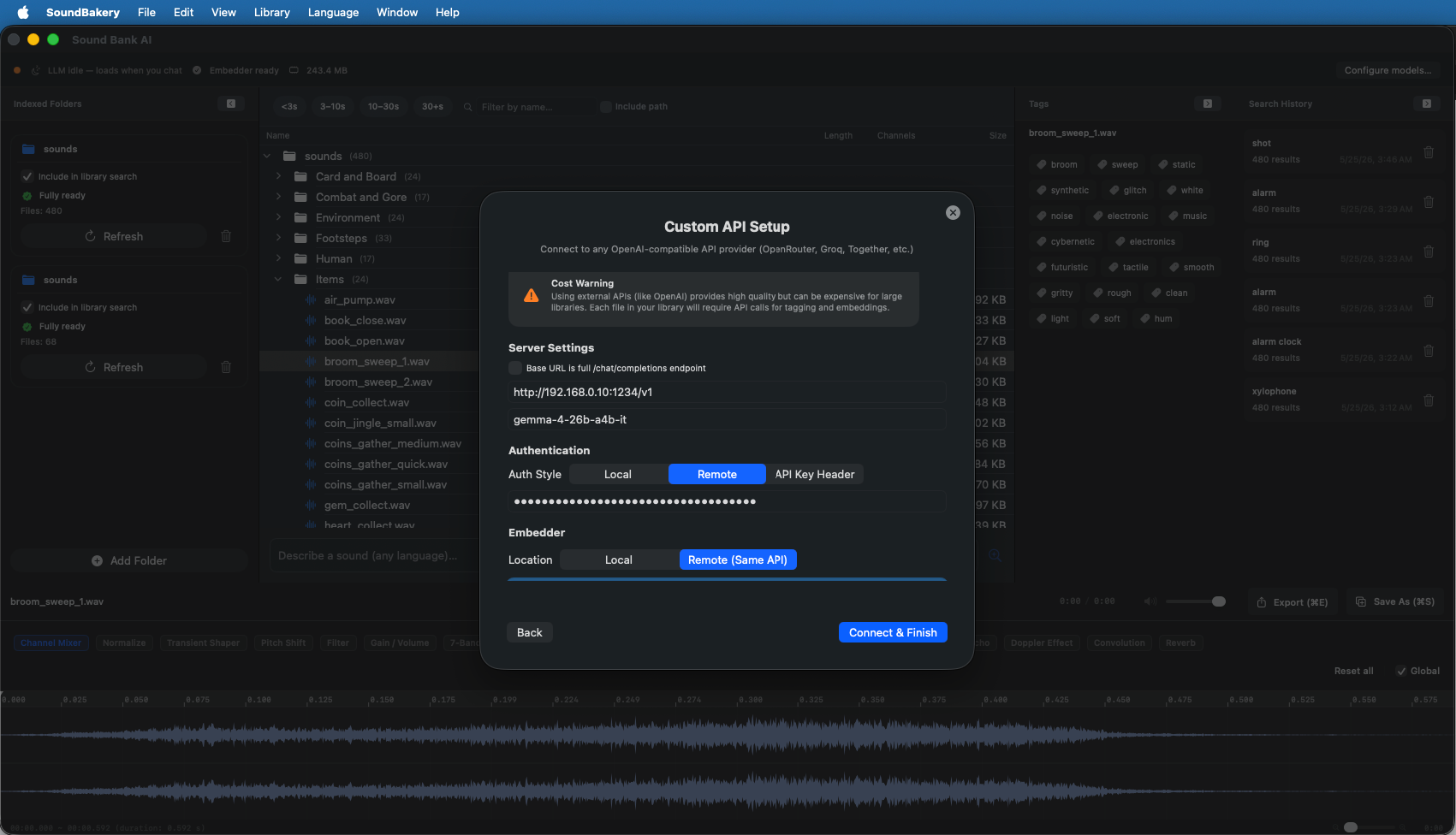 Custom API configuration